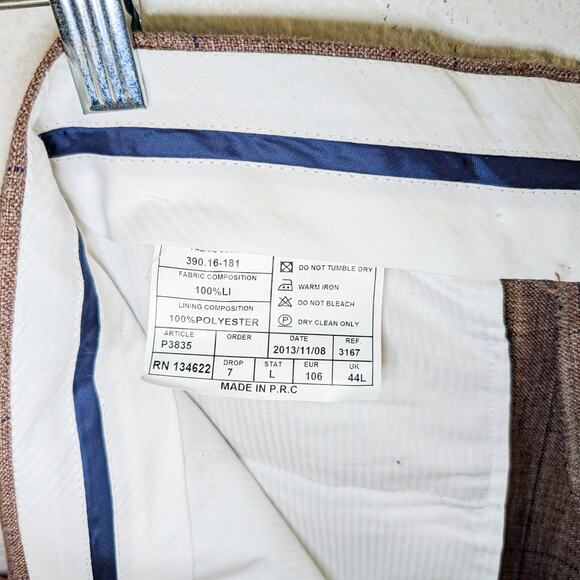 Suitsupply Linen Havana Double Breasted Suit Windowpane Light Brown 42L - Picture 12 of 14